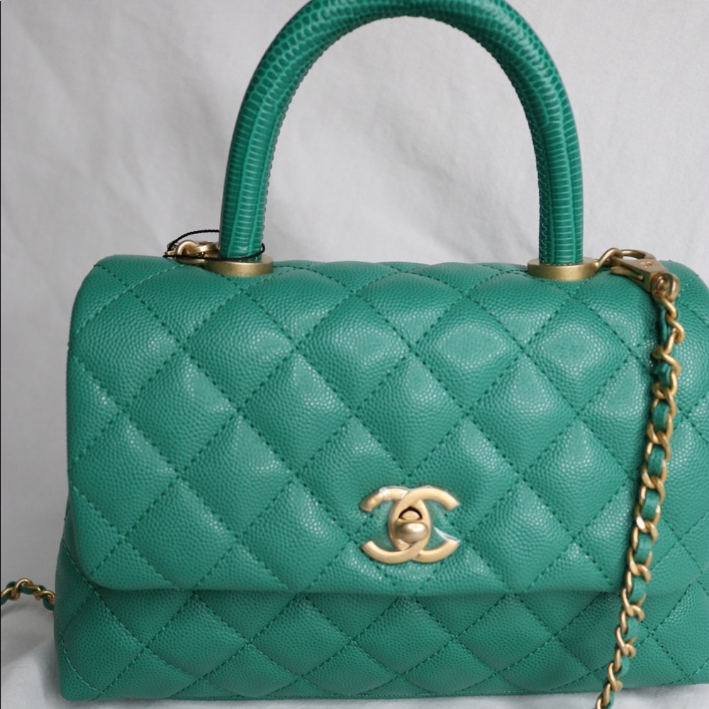 AUTHENTIC CHANEL GREEN COCO HANDLE - Picture 7 of 8